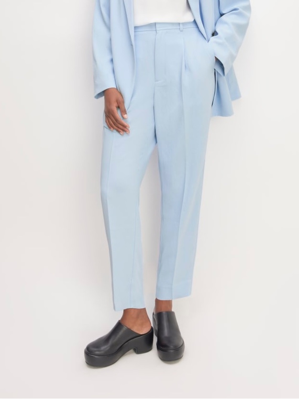 Everlane Pale Blue Pleated Tailored Trousers